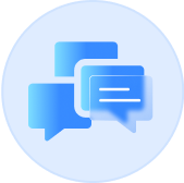 Chat boxes icon representing global collaboration and communication